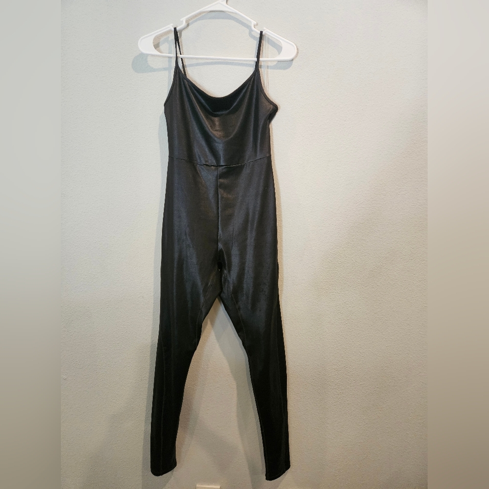 Black Satin Spaghetti-Strap Jumpsuit